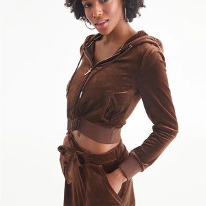 Vintage Y2K Juicy Couture Brown Velour Tracksuit Jacket